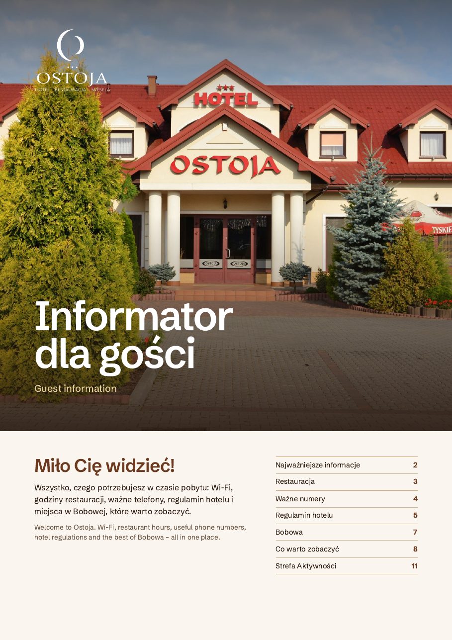 Okładka informatora dla gości Hotelu Ostoja