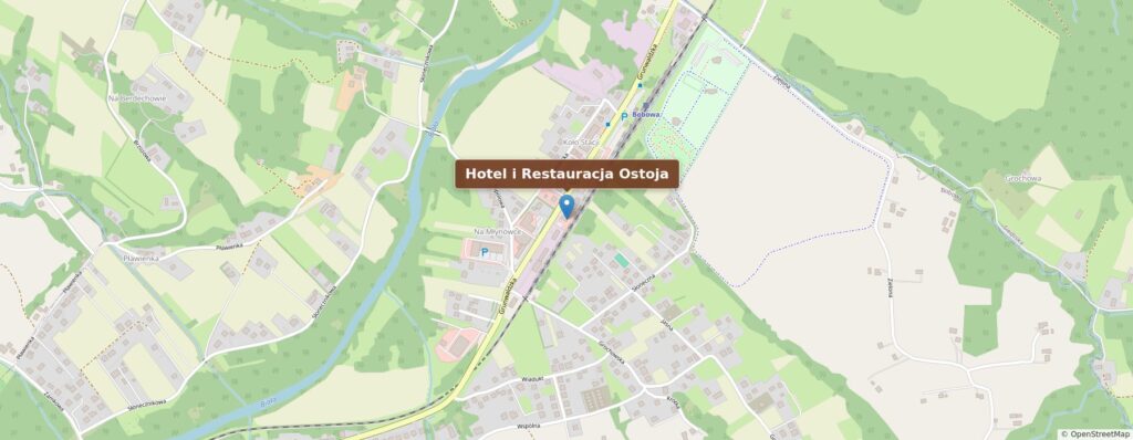Mapa dojazdu – Hotel i Restauracja Ostoja, ul. Grunwaldzka 78, Bobowa